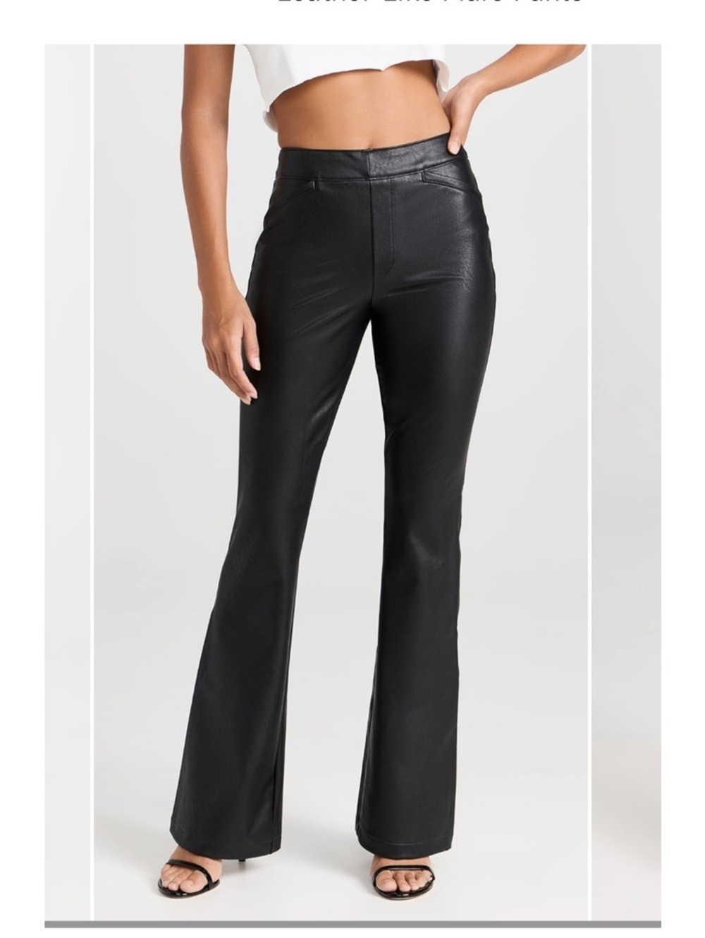 NWT Spanx Faux Leather-Like Flare Pants Black Women's Size XL